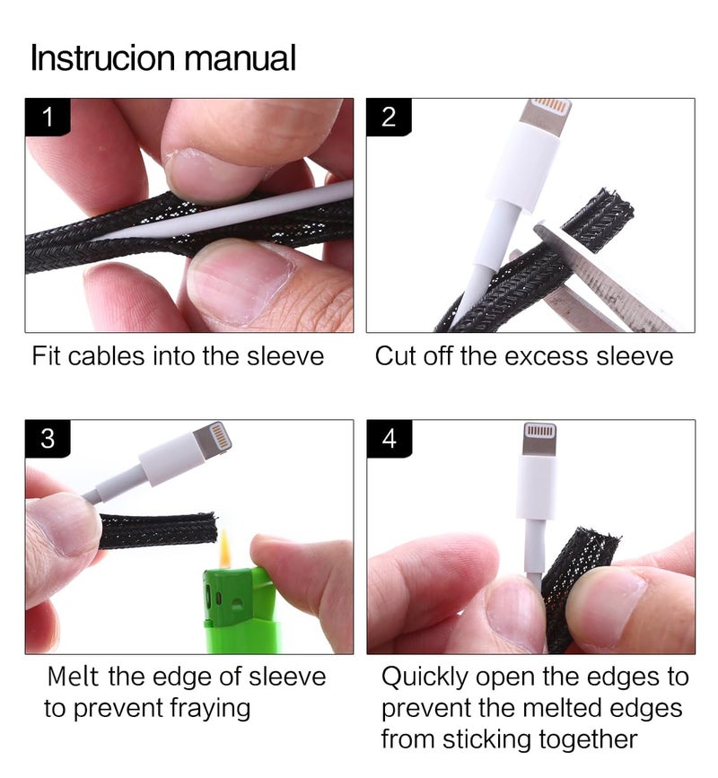 Alex Tech 25ft - 1/8 inch Cord Protector Wire Loom Tubing Cable Sleeve Split Sleeving For USB Cable Power Cord Audio Video Cable â€“ Protect Cat From Chewing Cords - Black - Image 5